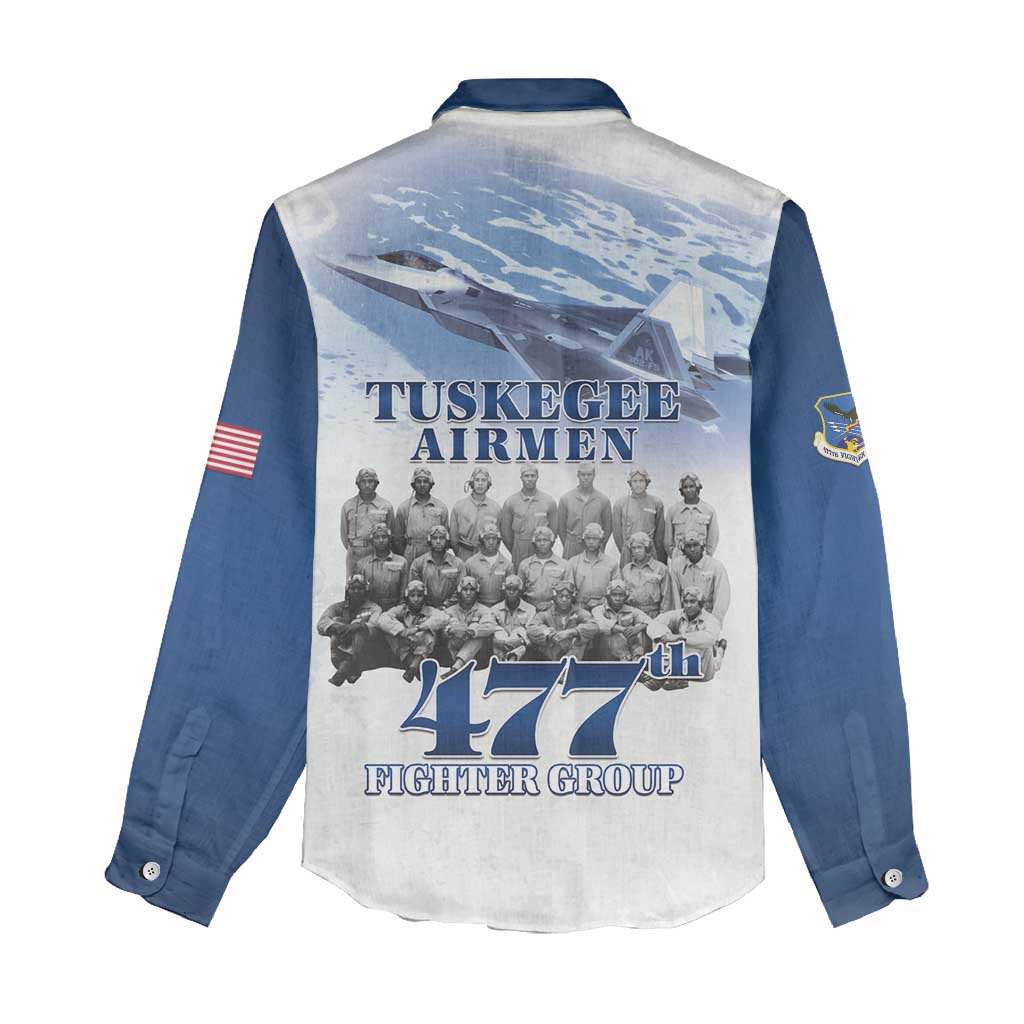 Blue Heritage Tuskegee Airmen Women Casual Shirt 477th Fighter Group - Wonder Print Shop