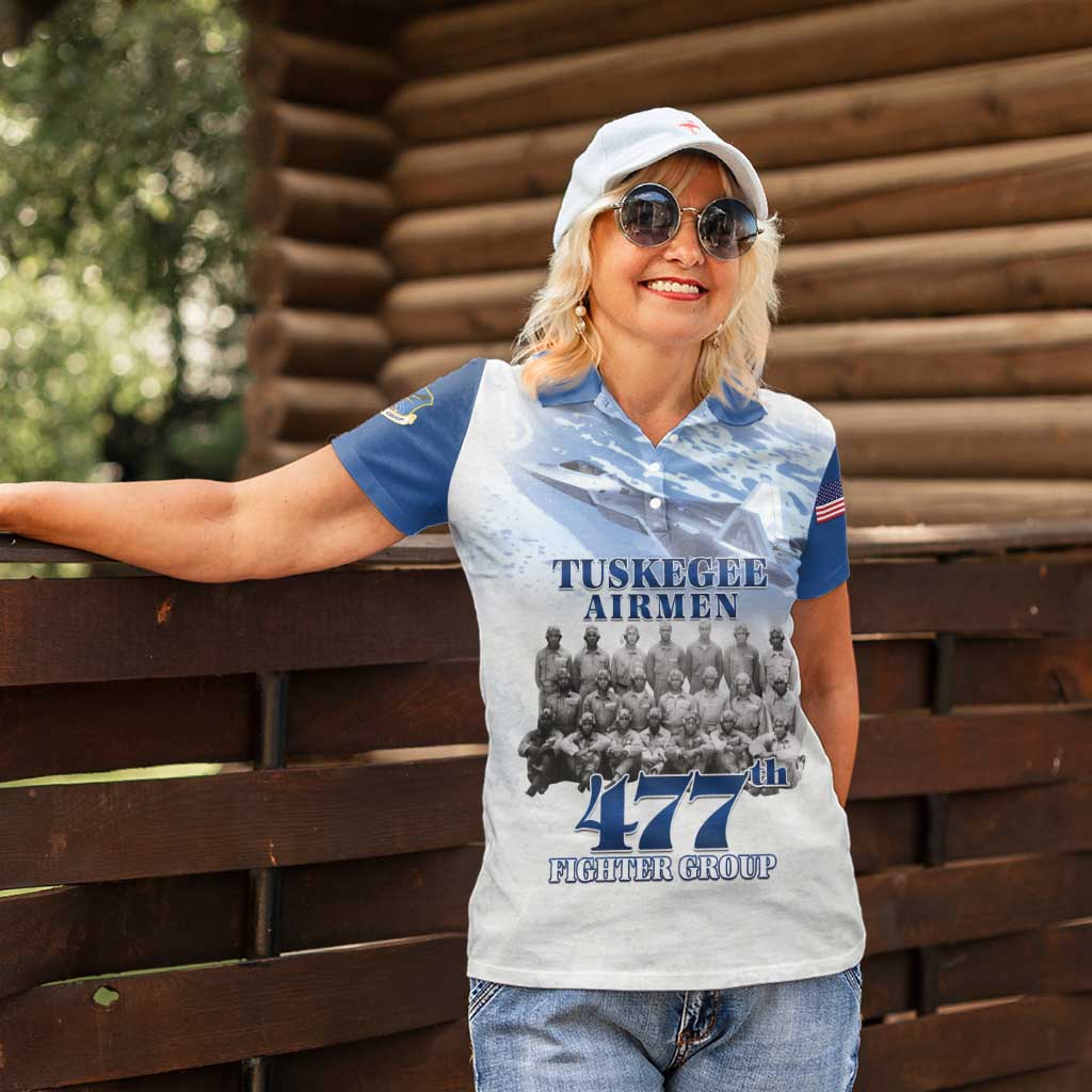 Blue Heritage Tuskegee Airmen Women Polo Shirt 477th Fighter Group - Wonder Print Shop