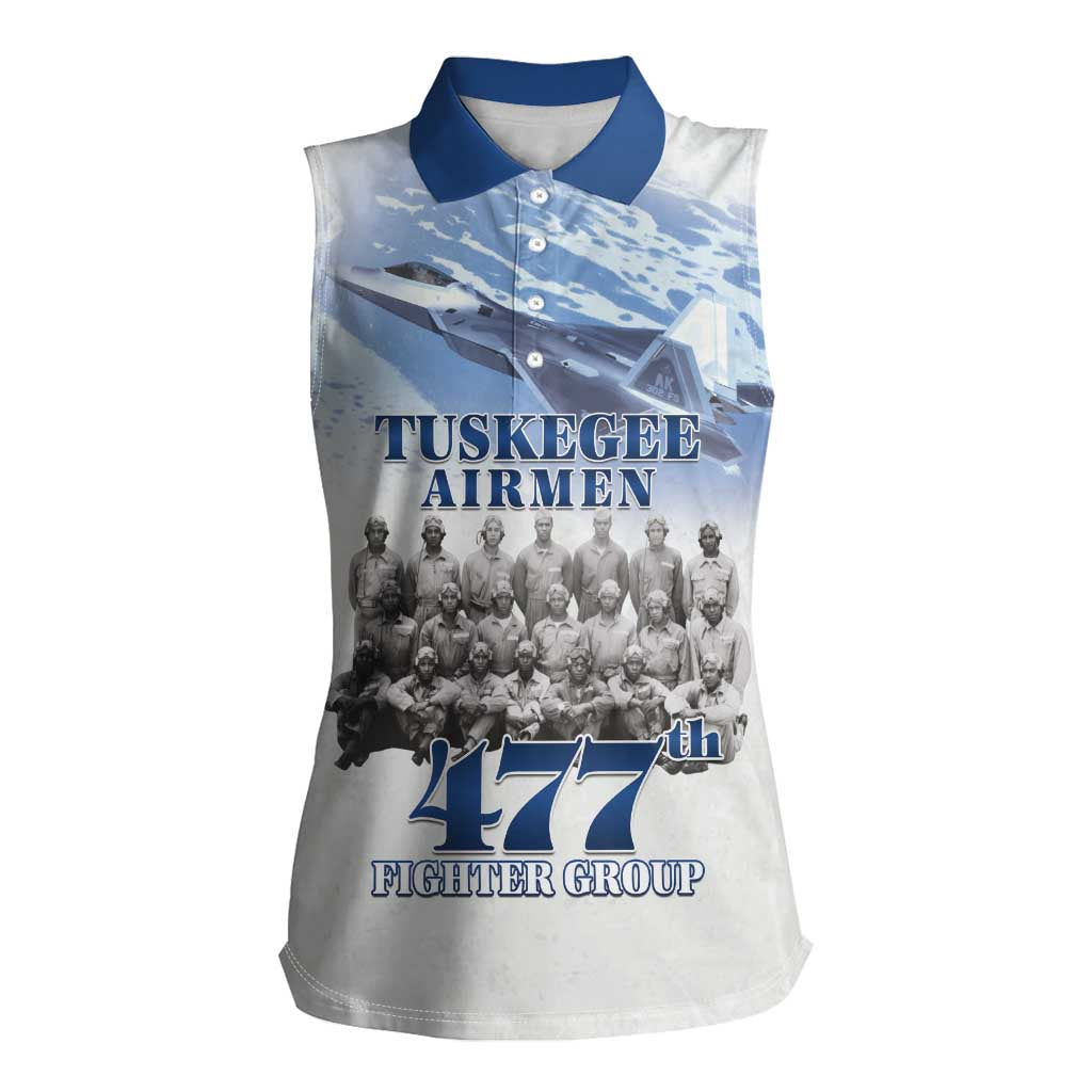 Blue Heritage Tuskegee Airmen Women Sleeveless Polo Shirt 477th Fighter Group - Wonder Print Shop
