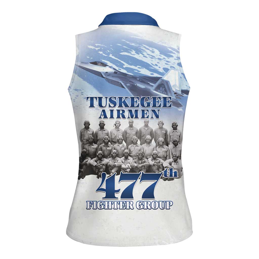 Blue Heritage Tuskegee Airmen Women Sleeveless Polo Shirt 477th Fighter Group - Wonder Print Shop