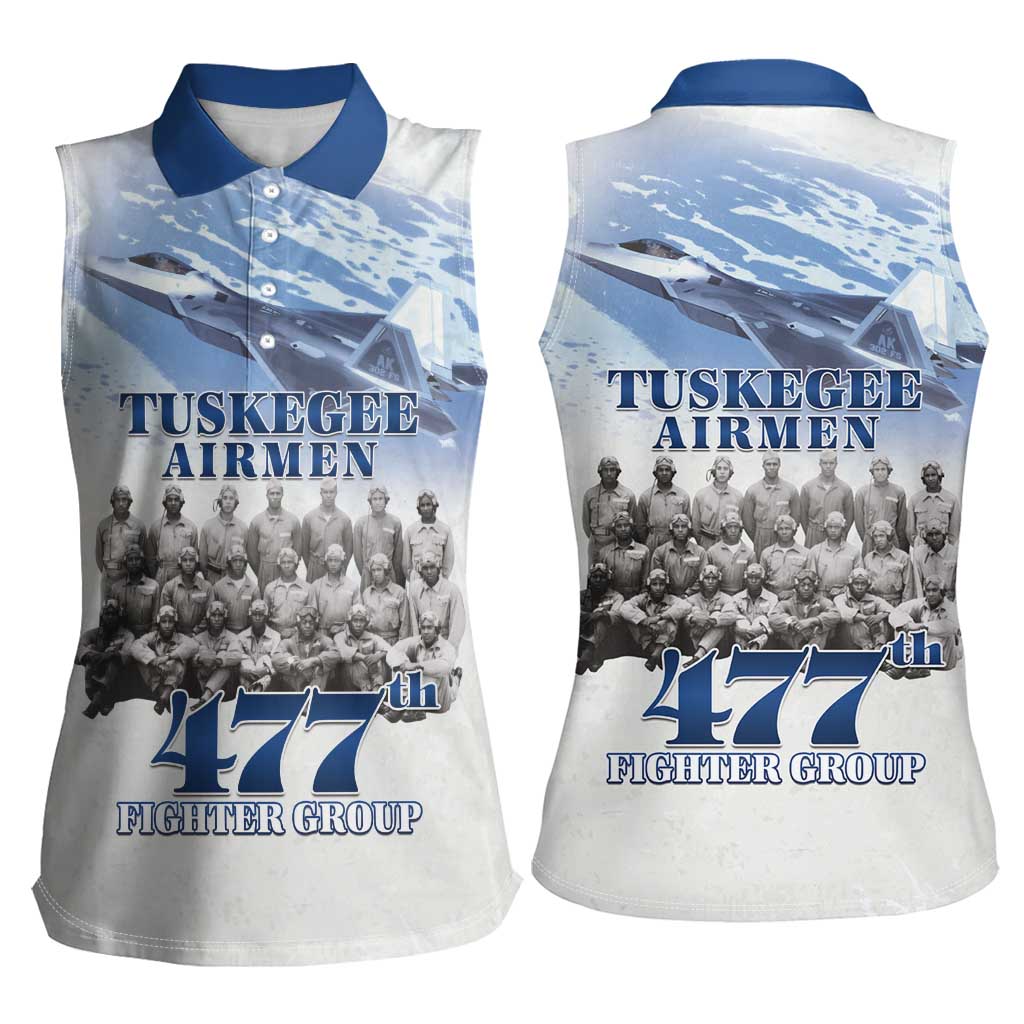 Blue Heritage Tuskegee Airmen Women Sleeveless Polo Shirt 477th Fighter Group - Wonder Print Shop