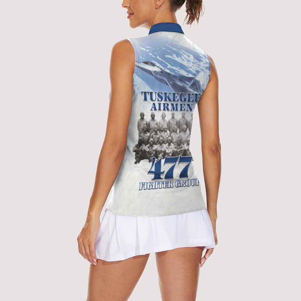 Blue Heritage Tuskegee Airmen Women Sleeveless Polo Shirt 477th Fighter Group - Wonder Print Shop