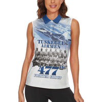 Blue Heritage Tuskegee Airmen Women Sleeveless Polo Shirt 477th Fighter Group - Wonder Print Shop