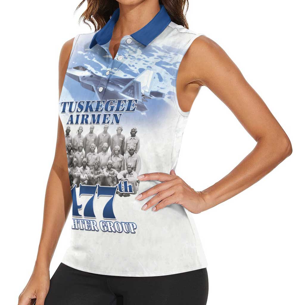 Blue Heritage Tuskegee Airmen Women Sleeveless Polo Shirt 477th Fighter Group - Wonder Print Shop