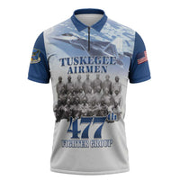 Blue Heritage Tuskegee Airmen Zipper Polo Shirt 477th Fighter Group - Wonder Print Shop