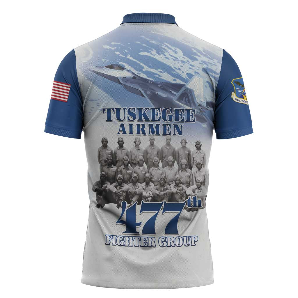 Blue Heritage Tuskegee Airmen Zipper Polo Shirt 477th Fighter Group - Wonder Print Shop