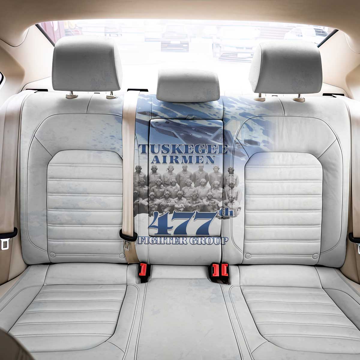 Tuskegee Airmen 477th Fighter Group Back Car Seat Cover Blue Sky Heritage - Wonder Print Shop