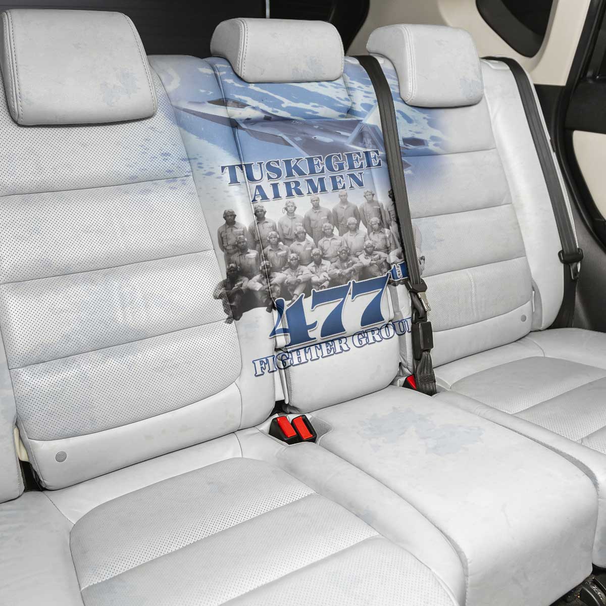 Tuskegee Airmen 477th Fighter Group Back Car Seat Cover Blue Sky Heritage - Wonder Print Shop