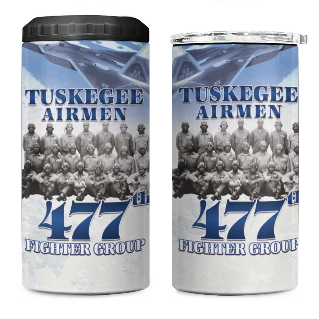 Tuskegee Airmen 477th Fighter Group 4 in 1 Can Cooler Tumbler Blue Sky Heritage - Wonder Print Shop