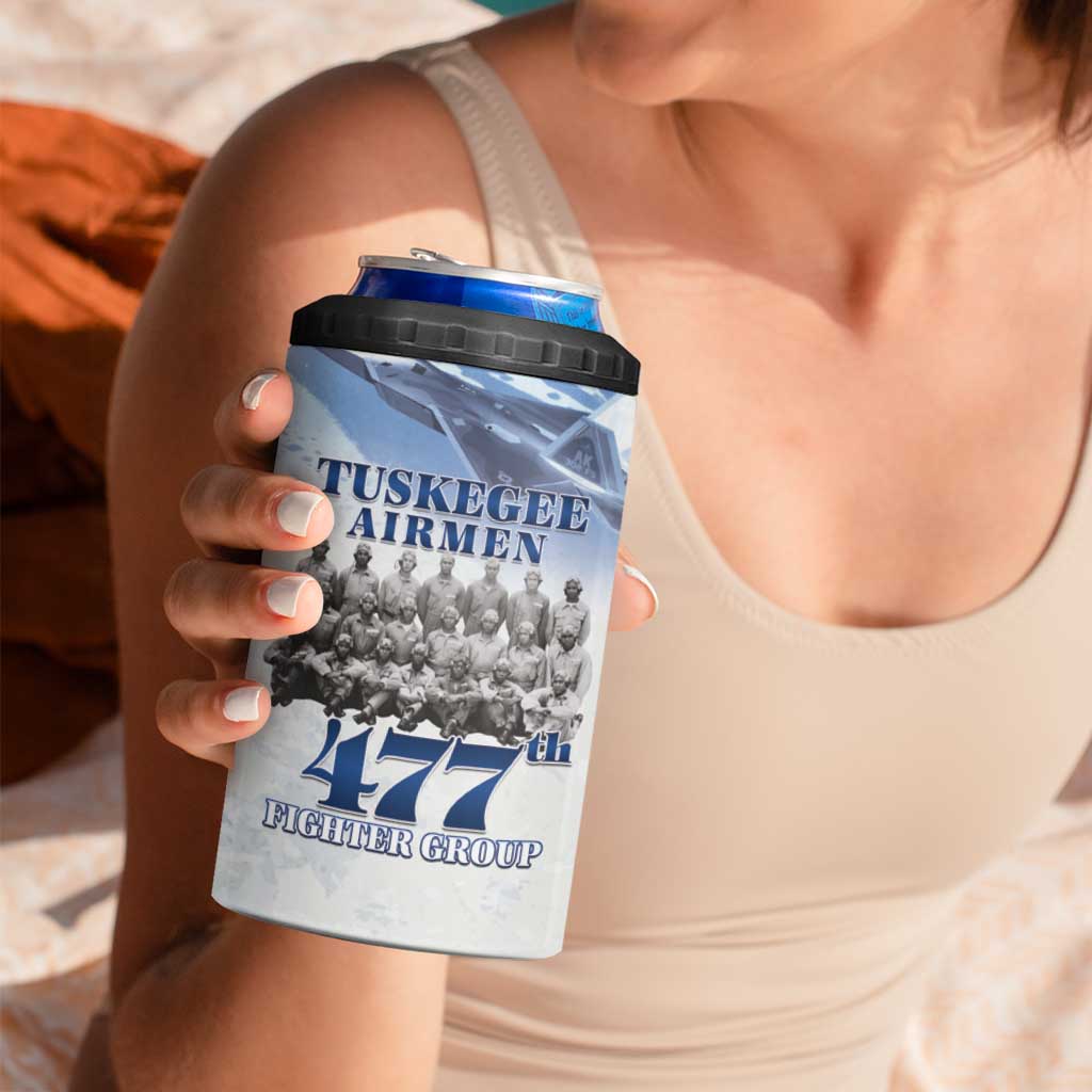 Tuskegee Airmen 477th Fighter Group 4 in 1 Can Cooler Tumbler Blue Sky Heritage - Wonder Print Shop