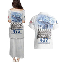 Tuskegee Airmen 477th Fighter Group Couples Matching Puletasi and Hawaiian Shirt Blue Sky Heritage - Wonder Print Shop
