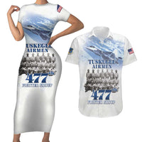 Tuskegee Airmen 477th Fighter Group Couples Matching Short Sleeve Bodycon Dress and Hawaiian Shirt Blue Sky Heritage - Wonder Print Shop