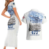Tuskegee Airmen 477th Fighter Group Couples Matching Short Sleeve Bodycon Dress and Hawaiian Shirt Blue Sky Heritage - Wonder Print Shop