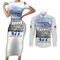 Tuskegee Airmen 477th Fighter Group Couples Matching Short Sleeve Bodycon Dress and Long Sleeve Button Shirt Blue Sky Heritage - Wonder Print Shop