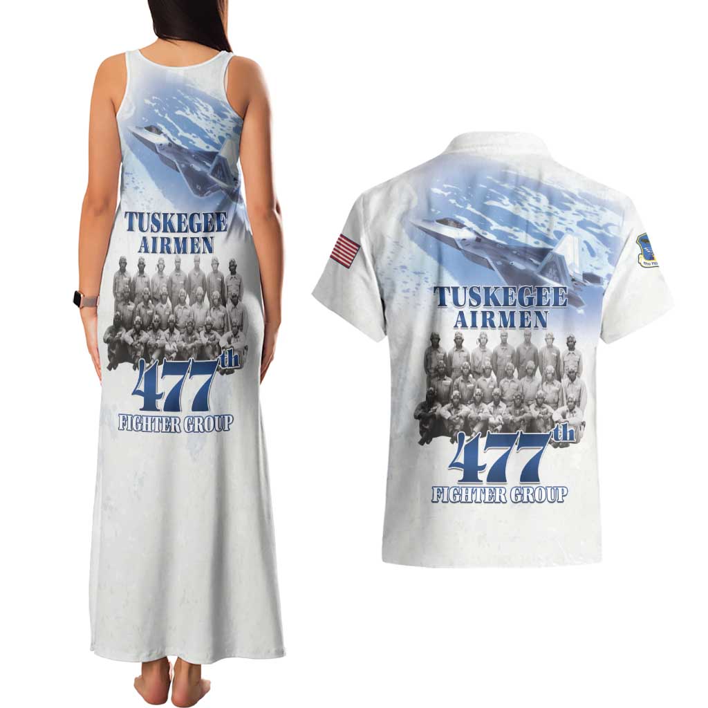 Tuskegee Airmen 477th Fighter Group Couples Matching Tank Maxi Dress and Hawaiian Shirt Blue Sky Heritage - Wonder Print Shop