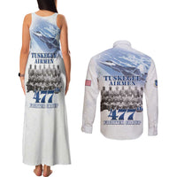 Tuskegee Airmen 477th Fighter Group Couples Matching Tank Maxi Dress and Long Sleeve Button Shirt Blue Sky Heritage - Wonder Print Shop