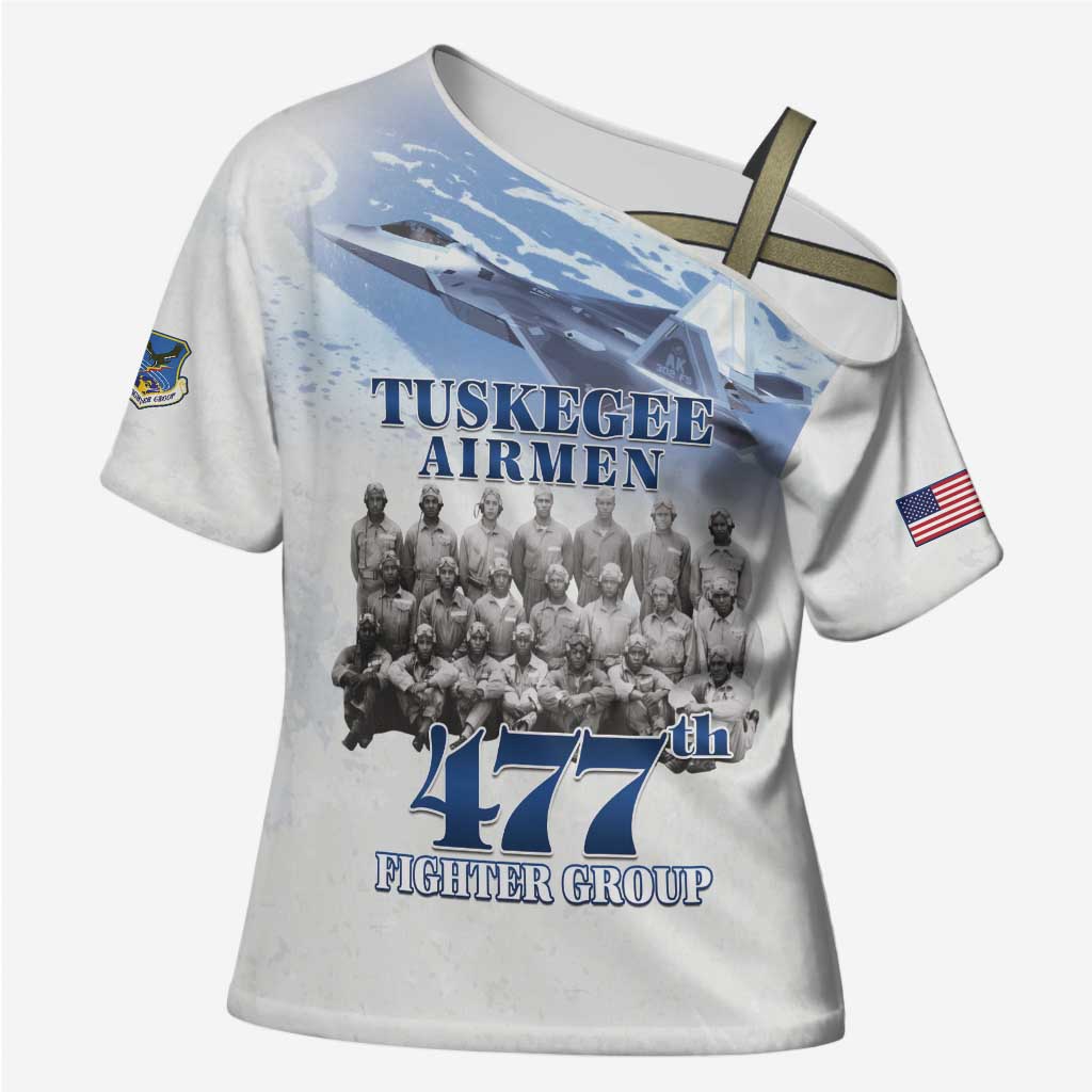 Tuskegee Airmen 477th Fighter Group Cross Shoulder Shirt Blue Sky Heritage - Wonder Print Shop