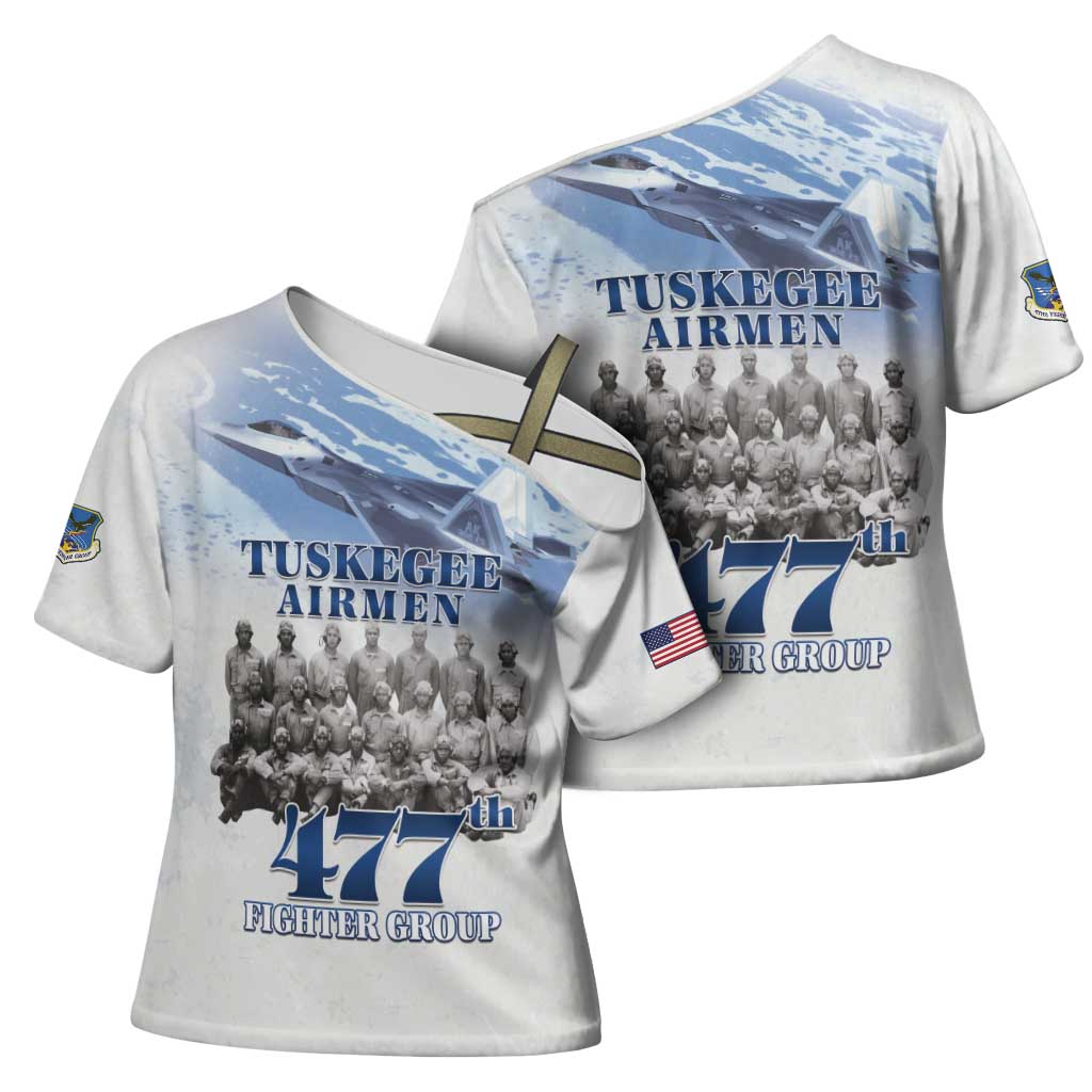 Tuskegee Airmen 477th Fighter Group Cross Shoulder Shirt Blue Sky Heritage - Wonder Print Shop