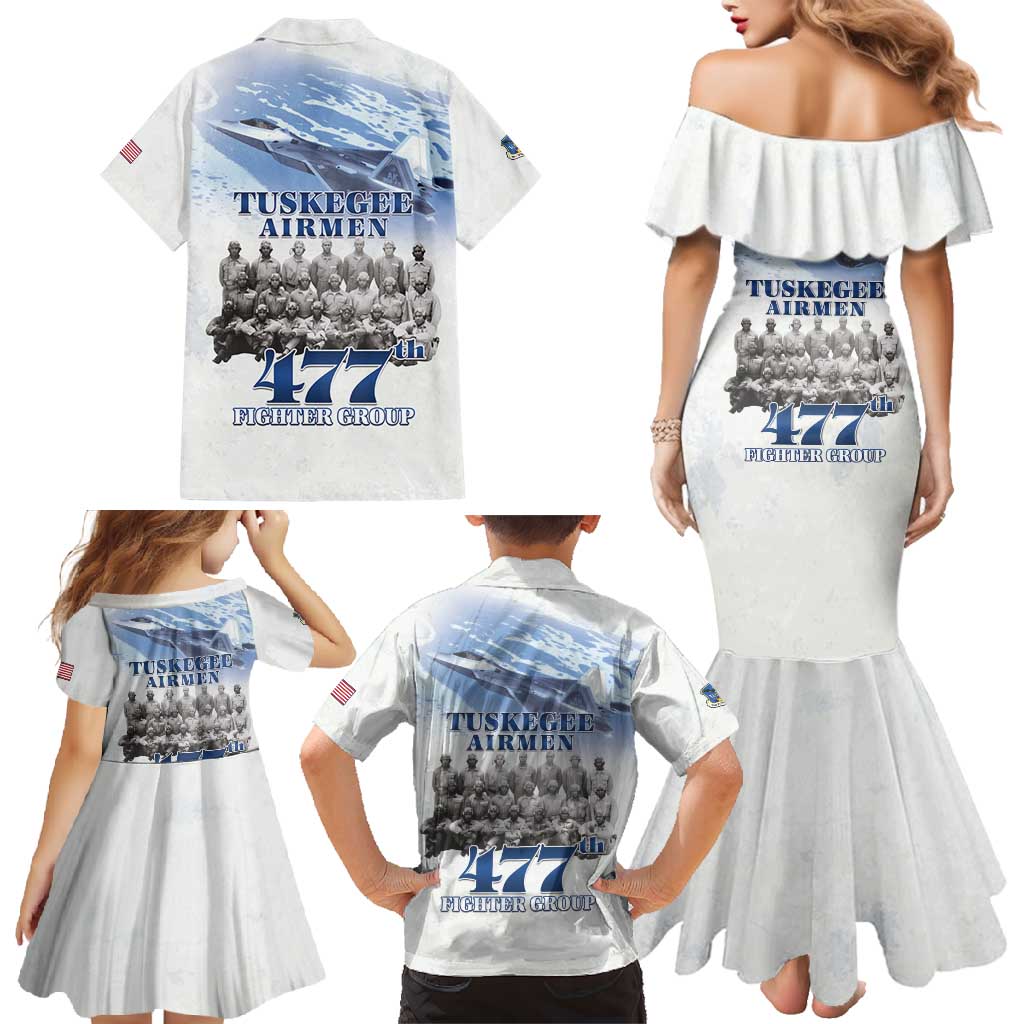 Tuskegee Airmen 477th Fighter Group Family Matching Mermaid Dress and Hawaiian Shirt Blue Sky Heritage - Wonder Print Shop