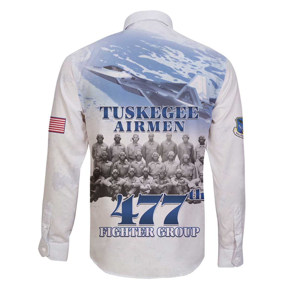 Tuskegee Airmen 477th Fighter Group Family Matching Off The Shoulder Long Sleeve Dress and Hawaiian Shirt Blue Sky Heritage - Wonder Print Shop