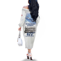 Tuskegee Airmen 477th Fighter Group Family Matching Off The Shoulder Long Sleeve Dress and Hawaiian Shirt Blue Sky Heritage - Wonder Print Shop