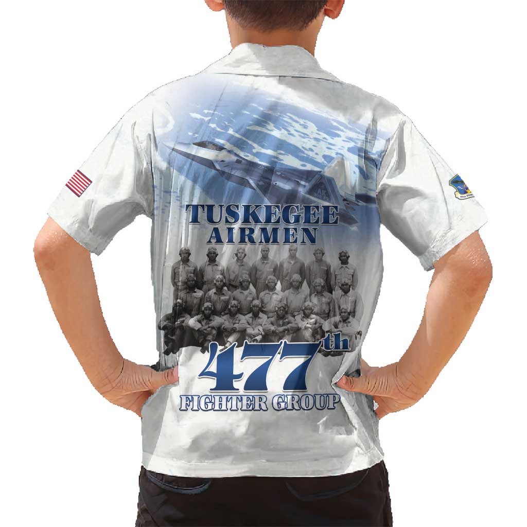 Tuskegee Airmen 477th Fighter Group Family Matching Off Shoulder Short Dress and Hawaiian Shirt Blue Sky Heritage - Wonder Print Shop