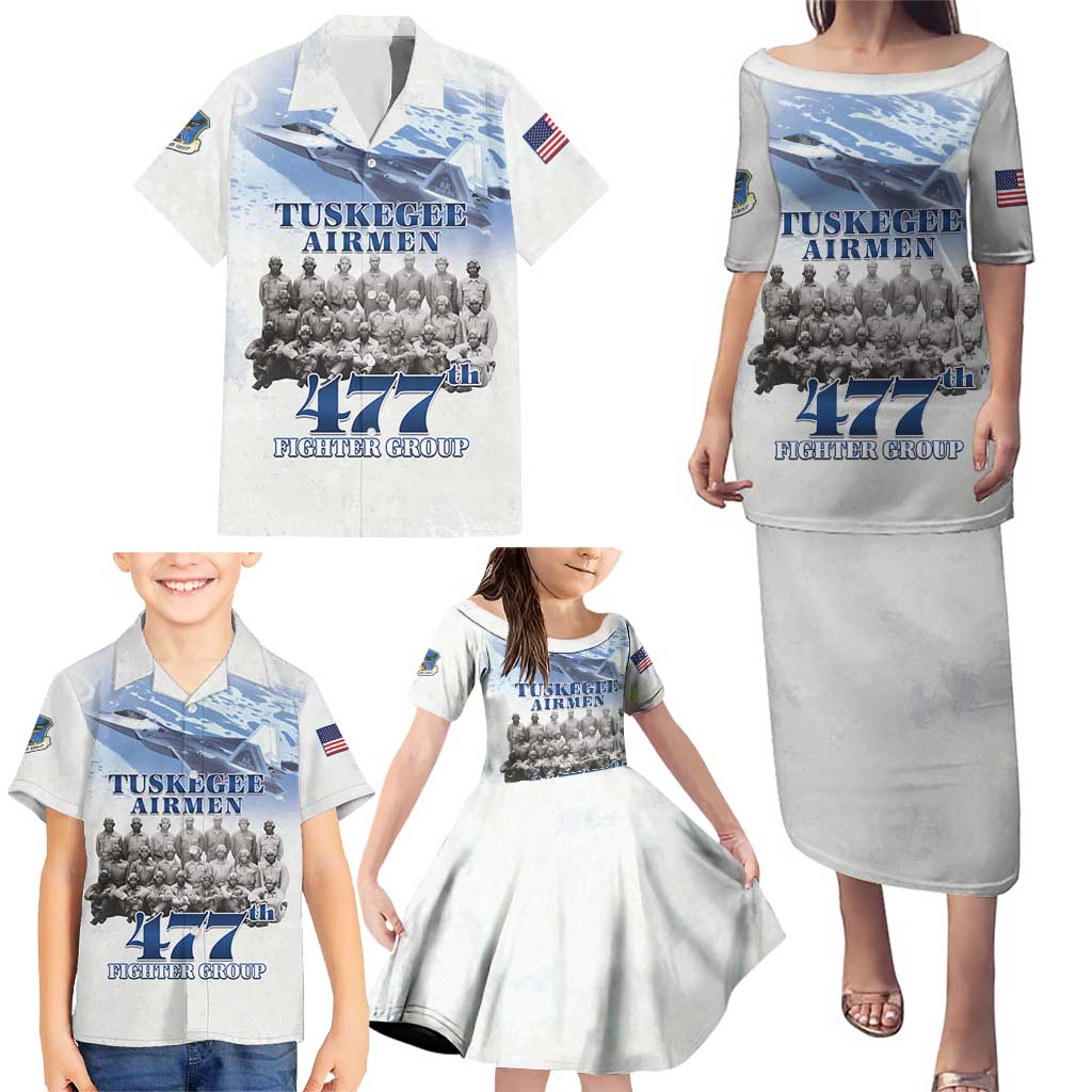 Tuskegee Airmen 477th Fighter Group Family Matching Puletasi and Hawaiian Shirt Blue Sky Heritage - Wonder Print Shop