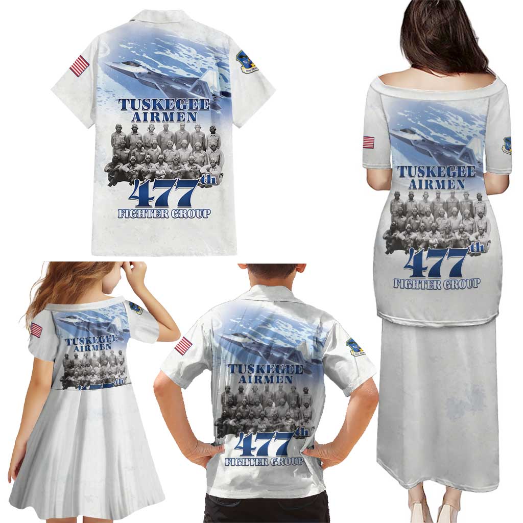 Tuskegee Airmen 477th Fighter Group Family Matching Puletasi and Hawaiian Shirt Blue Sky Heritage - Wonder Print Shop