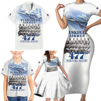 Tuskegee Airmen 477th Fighter Group Family Matching Short Sleeve Bodycon Dress and Hawaiian Shirt Blue Sky Heritage - Wonder Print Shop