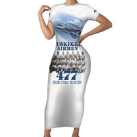 Tuskegee Airmen 477th Fighter Group Family Matching Short Sleeve Bodycon Dress and Hawaiian Shirt Blue Sky Heritage - Wonder Print Shop