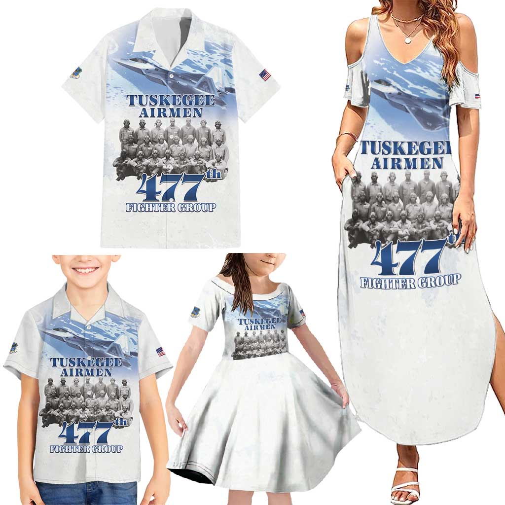 Tuskegee Airmen 477th Fighter Group Family Matching Summer Maxi Dress and Hawaiian Shirt Blue Sky Heritage - Wonder Print Shop