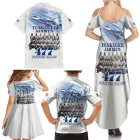Tuskegee Airmen 477th Fighter Group Family Matching Summer Maxi Dress and Hawaiian Shirt Blue Sky Heritage - Wonder Print Shop