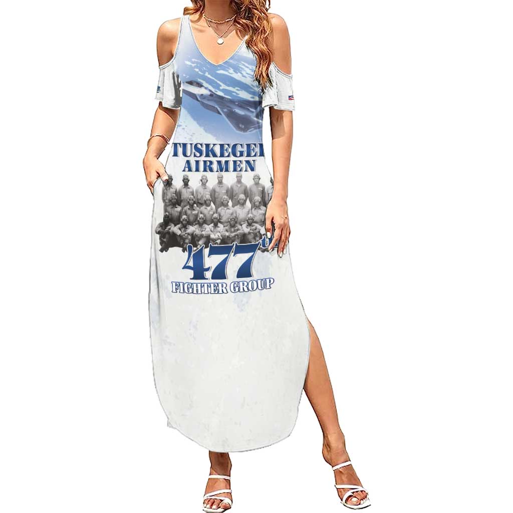 Tuskegee Airmen 477th Fighter Group Family Matching Summer Maxi Dress and Hawaiian Shirt Blue Sky Heritage - Wonder Print Shop