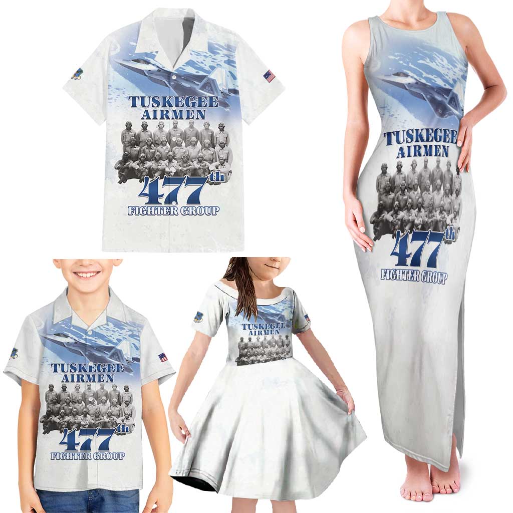 Tuskegee Airmen 477th Fighter Group Family Matching Tank Maxi Dress and Hawaiian Shirt Blue Sky Heritage - Wonder Print Shop