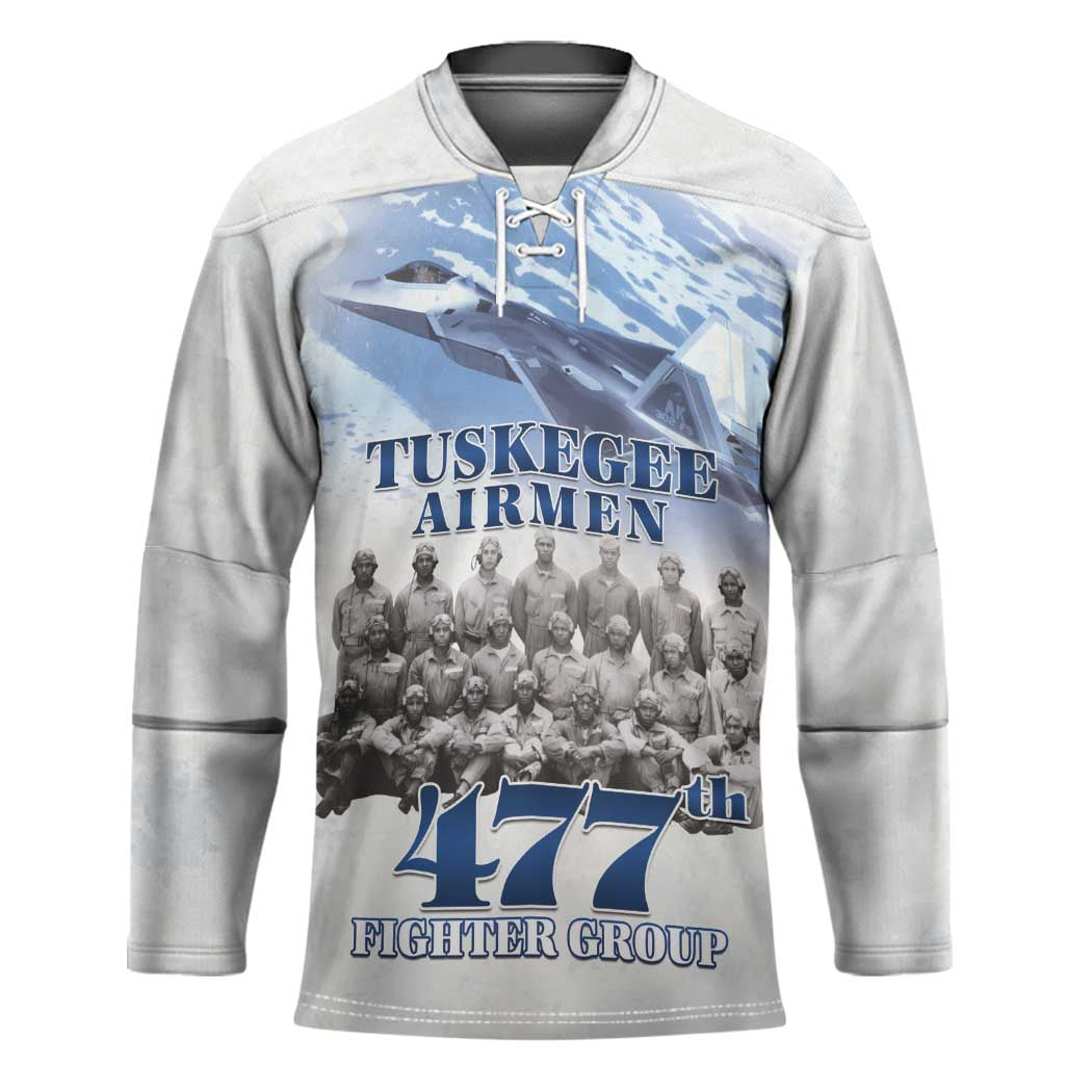 Tuskegee Airmen 477th Fighter Group Hockey Jersey Blue Sky Heritage - Wonder Print Shop