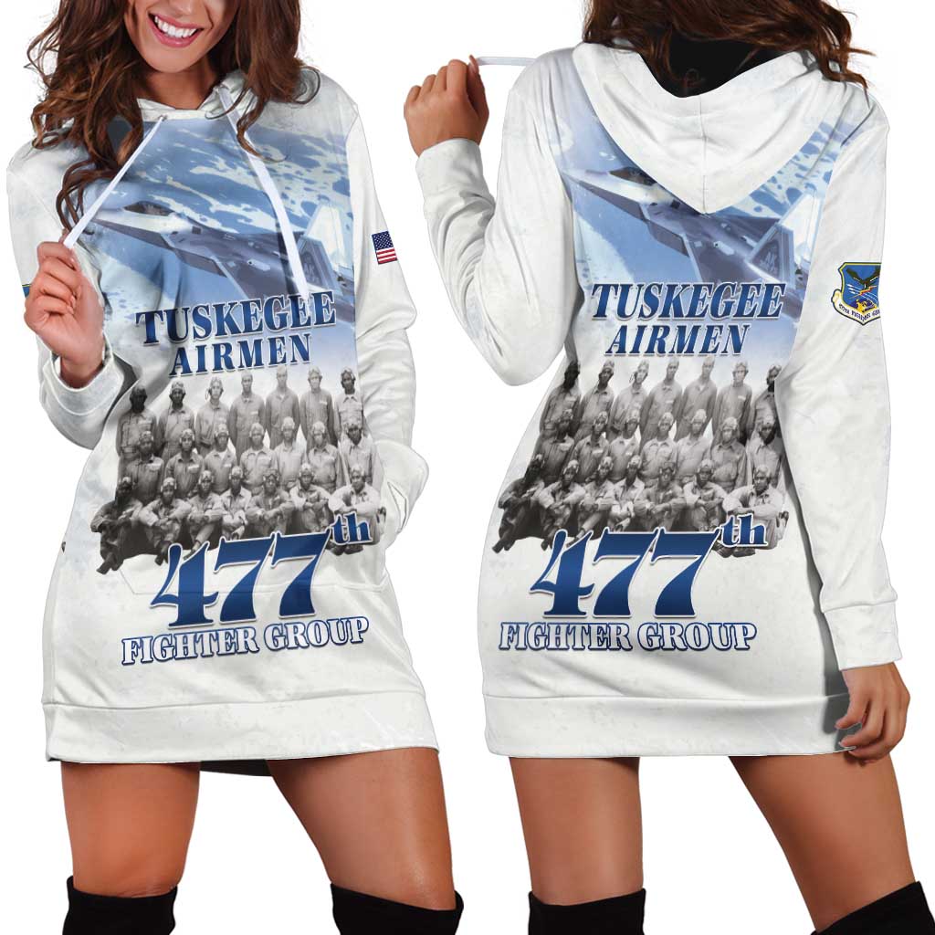 Tuskegee Airmen 477th Fighter Group Hoodie Dress Blue Sky Heritage - Wonder Print Shop