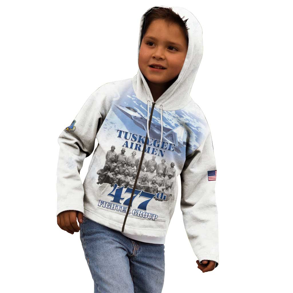 Tuskegee Airmen 477th Fighter Group Kid Hoodie Blue Sky Heritage - Wonder Print Shop