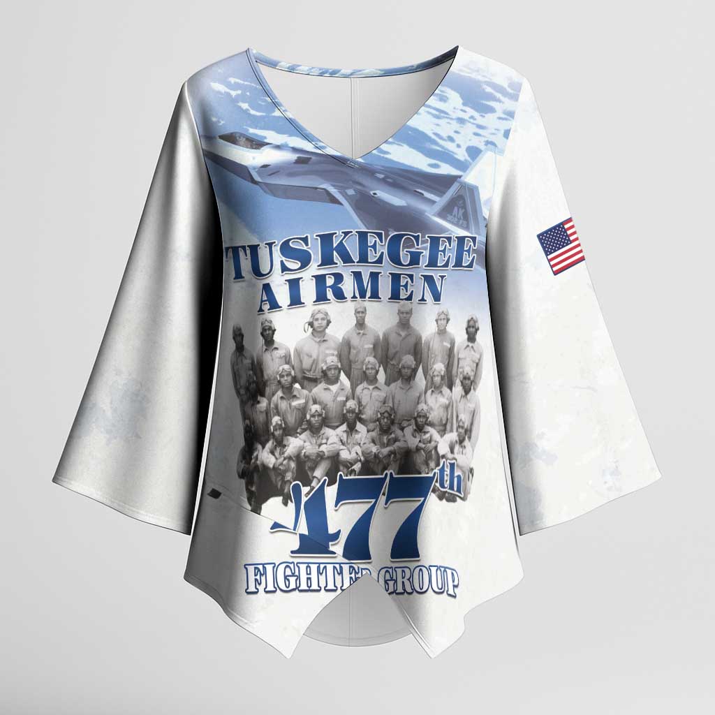 Tuskegee Airmen 477th Fighter Group Kimono Sleeve Blouse Blue Sky Heritage - Wonder Print Shop