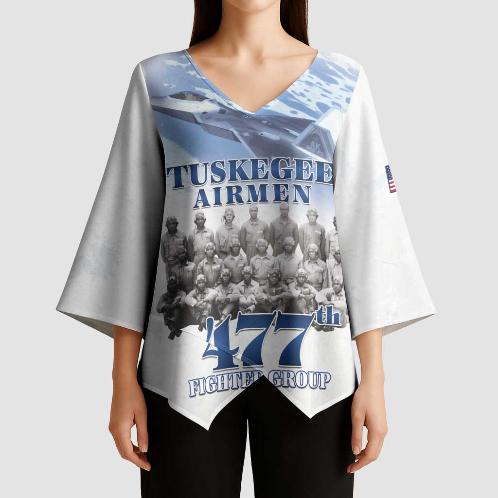 Tuskegee Airmen 477th Fighter Group Kimono Sleeve Blouse Blue Sky Heritage - Wonder Print Shop