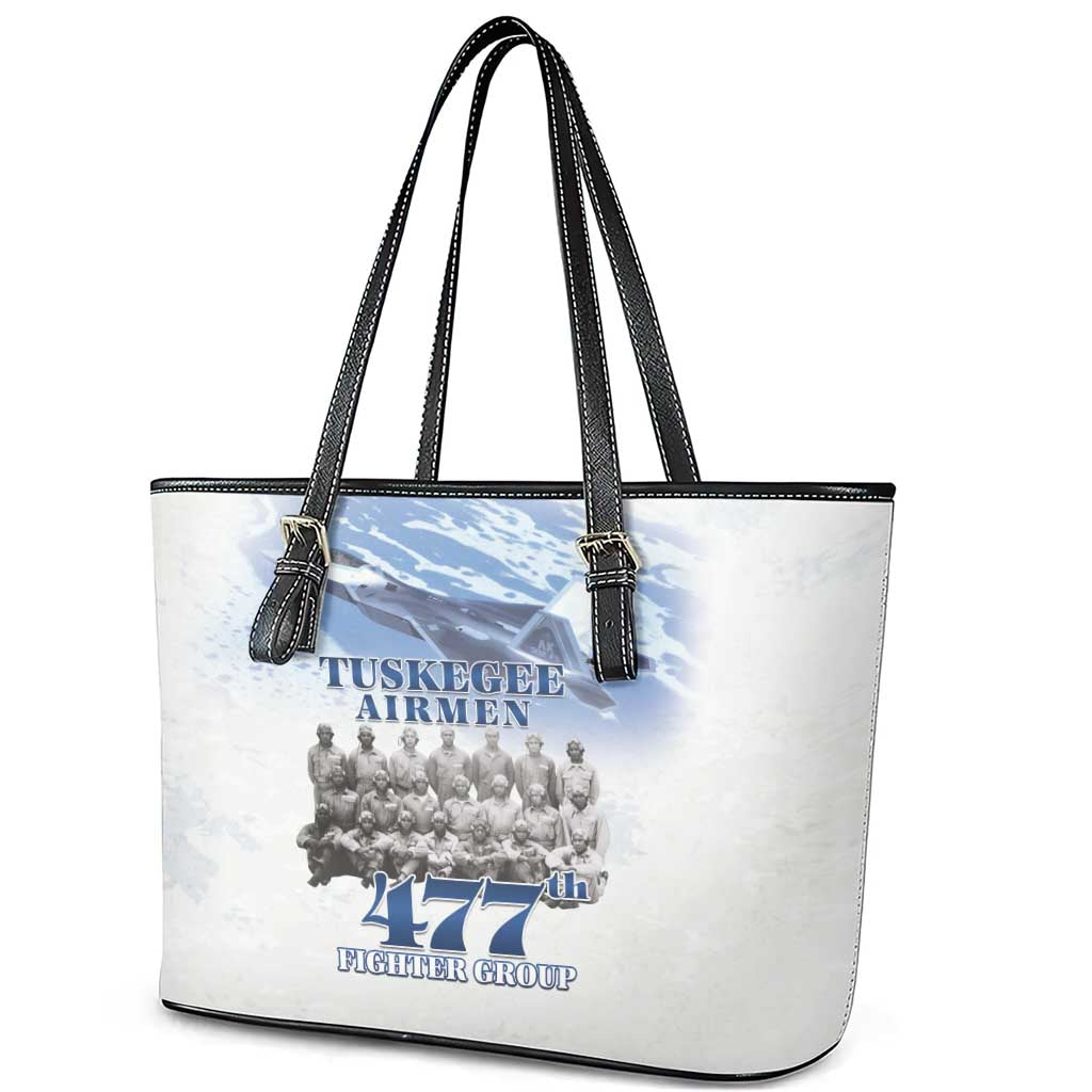 Tuskegee Airmen 477th Fighter Group Leather Tote Bag Blue Sky Heritage - Wonder Print Shop