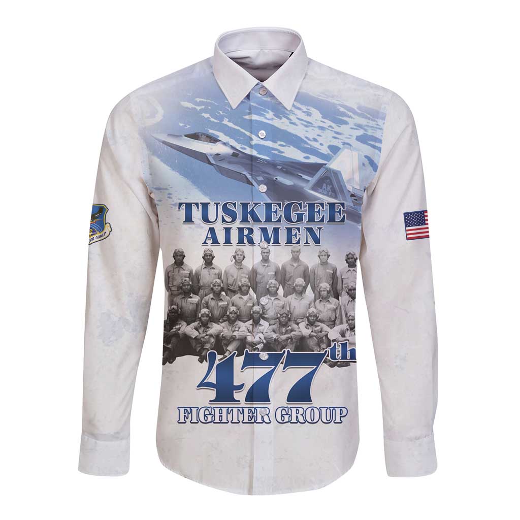 Tuskegee Airmen 477th Fighter Group Long Sleeve Button Shirt Blue Sky Heritage - Wonder Print Shop