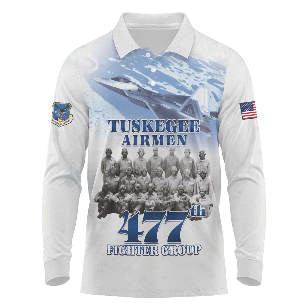 Tuskegee Airmen 477th Fighter Group Long Sleeve Polo Shirt Blue Sky Heritage - Wonder Print Shop