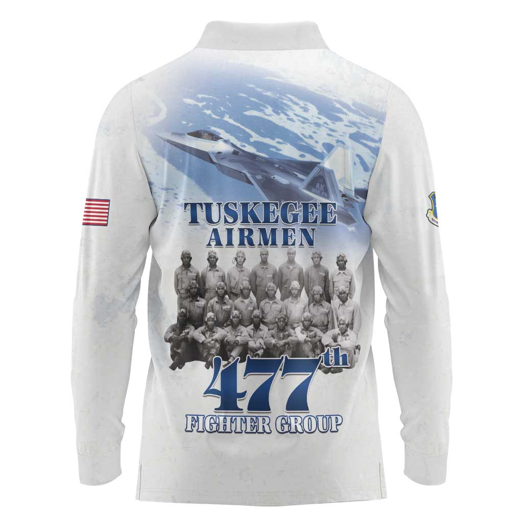 Tuskegee Airmen 477th Fighter Group Long Sleeve Polo Shirt Blue Sky Heritage - Wonder Print Shop