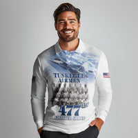 Tuskegee Airmen 477th Fighter Group Long Sleeve Polo Shirt Blue Sky Heritage - Wonder Print Shop