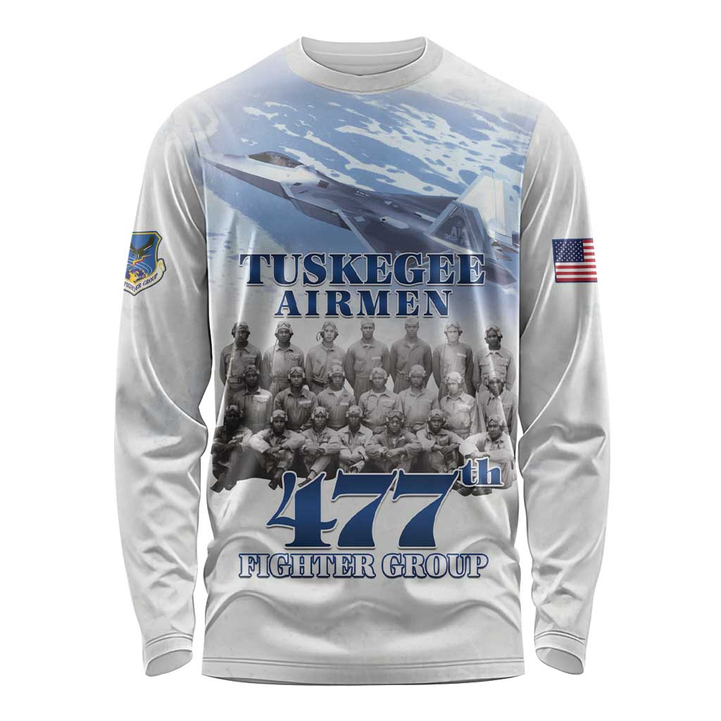 Tuskegee Airmen 477th Fighter Group Long Sleeve Shirt Blue Sky Heritage - Wonder Print Shop