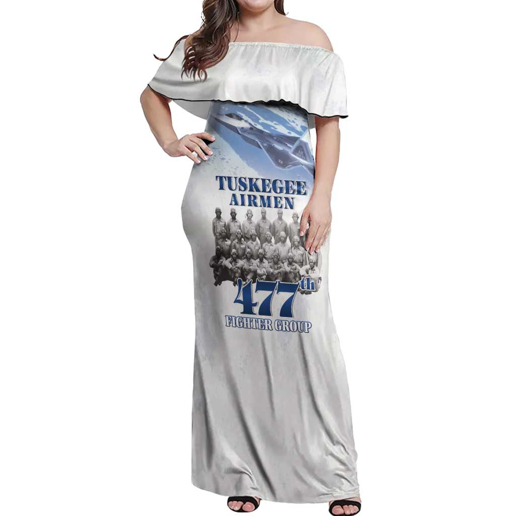 Tuskegee Airmen 477th Fighter Group Off Shoulder Maxi Dress Blue Sky Heritage - Wonder Print Shop