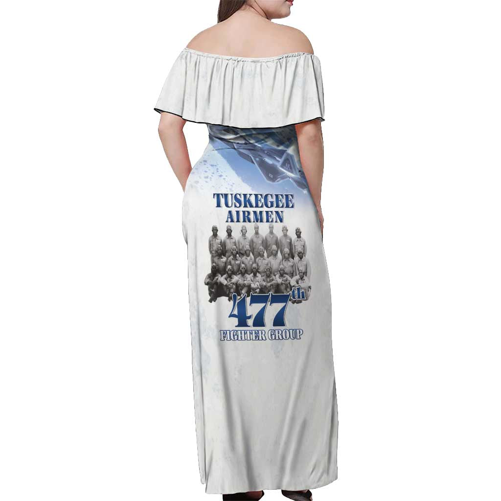 Tuskegee Airmen 477th Fighter Group Off Shoulder Maxi Dress Blue Sky Heritage - Wonder Print Shop