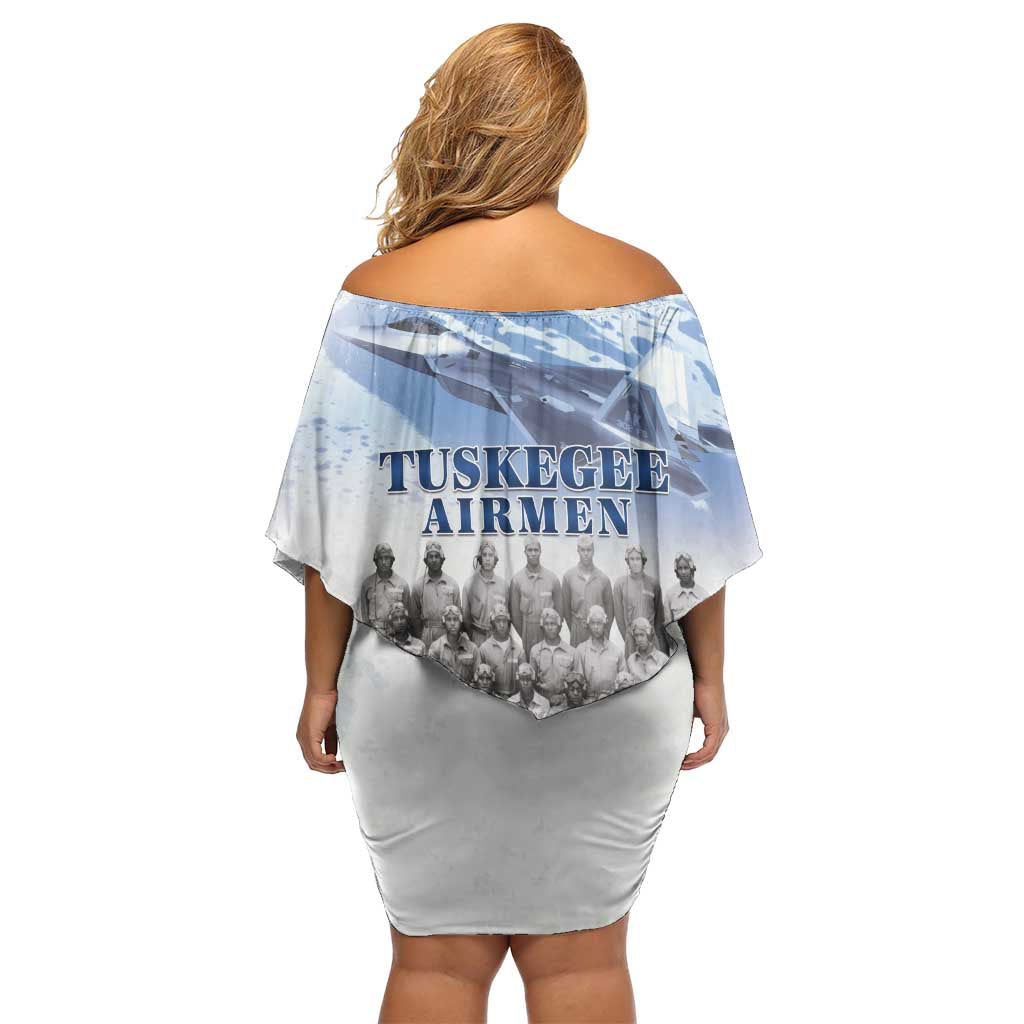 Tuskegee Airmen 477th Fighter Group Off Shoulder Short Dress Blue Sky Heritage - Wonder Print Shop