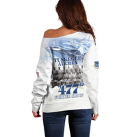 Tuskegee Airmen 477th Fighter Group Off Shoulder Sweater Blue Sky Heritage - Wonder Print Shop