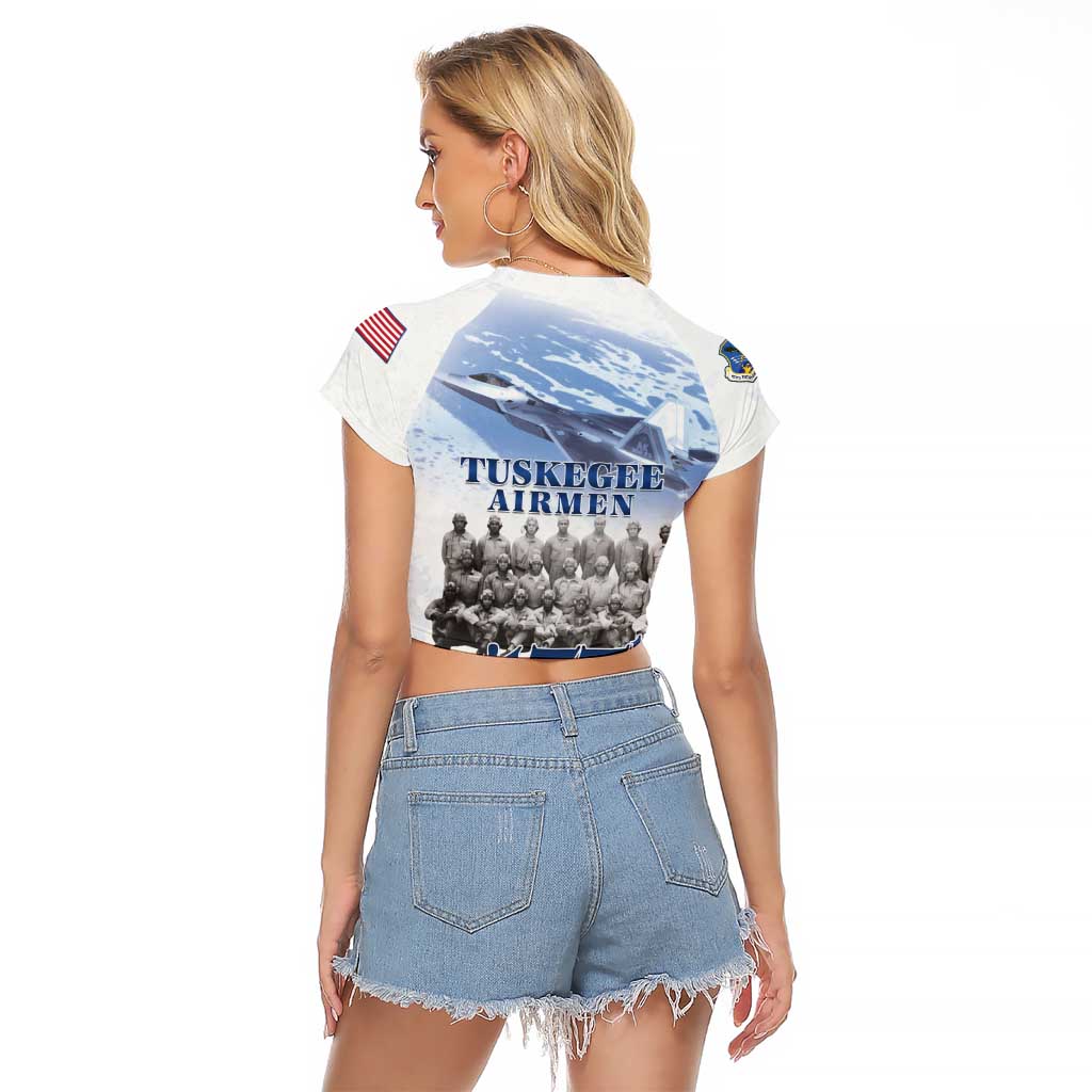 Tuskegee Airmen 477th Fighter Group Raglan Cropped T Shirt Blue Sky Heritage - Wonder Print Shop